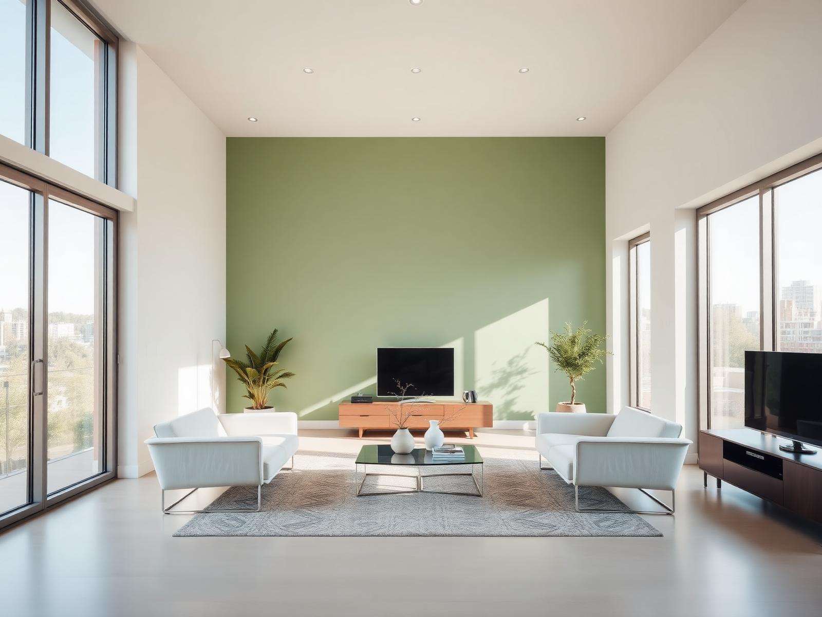 Freshly painted sage green interior